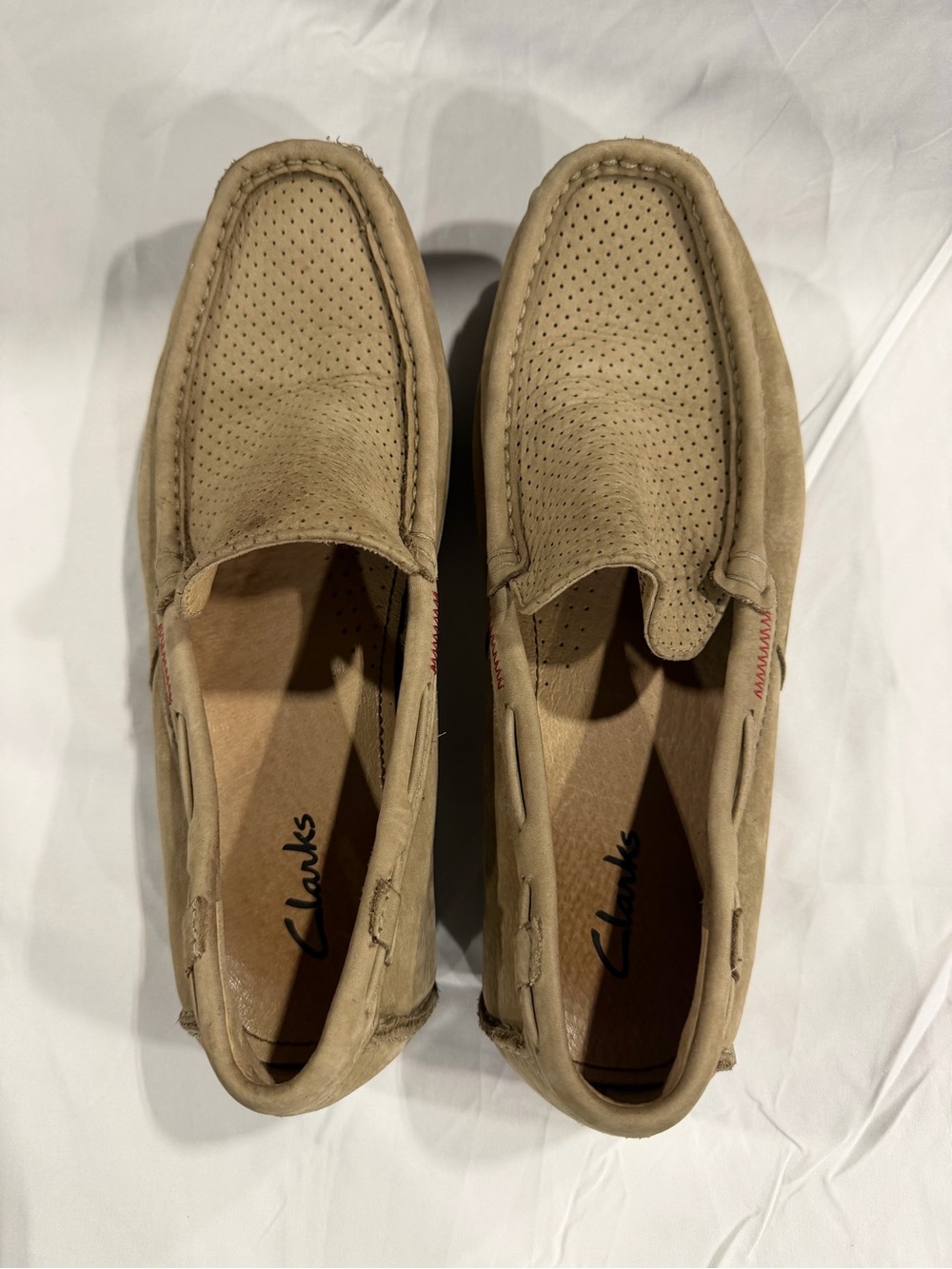 Clarks Men’s Tan Perforated Slip-On Loafers